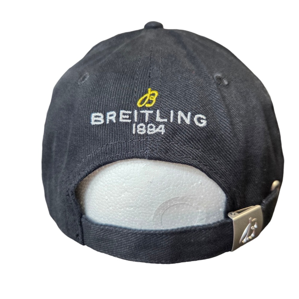 Breitling Black Embroidered Hat Logo Yellow Embroidered Strapback Cap NWOT Watch - Picture 5 of 9